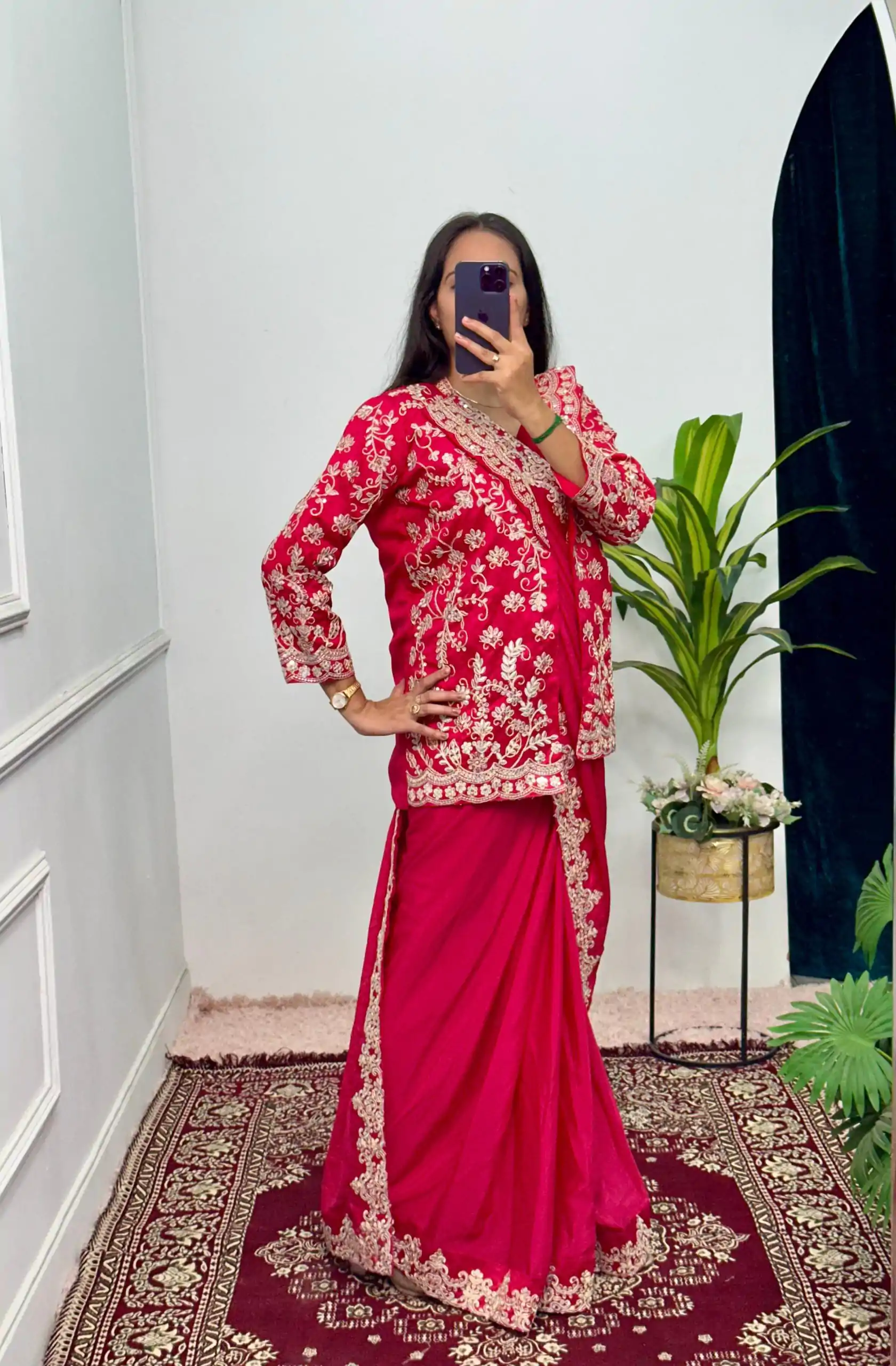 ST 1054 Pink  Color Chinon Embroidery Work Koti And Saree Casual, Wedding, Party, Festive, Events Etc. Expected Delivery 4-6 Working Days @2399/- | Sarees, Bollywood Sarees, Creative Sarees, Designer Sarees, Embroidered Sarees, Ethnic Saree, Modern Digital sarees, Party Wear Sarees