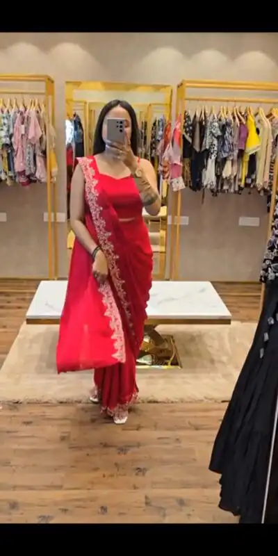 ST 1054 Pink Color Chinon Embroidery Work Koti And Saree Casual, Wedding, Party, Festive, Events Etc. Expected Delivery 4-6 Working Days @2399/- | Sarees, Bollywood Sarees, Creative Sarees, Designer Sarees, Embroidered Sarees, Ethnic Saree, Modern Digital sarees, Party Wear Sarees