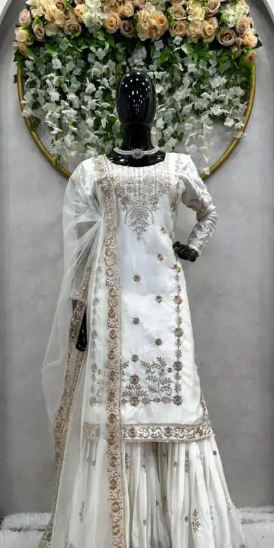 RTC 5720 White Color Chinon Silk Thread Sequence Work Salwar Suit Wedding, Party, Festive, Events Etc.   Expected Delivery 4-6 Working Days @2499/- | Salwar suit, Designer Suits, Casual Suits, Creative suits, Palazzo Suits, Patiala Suits, Straight Suits
