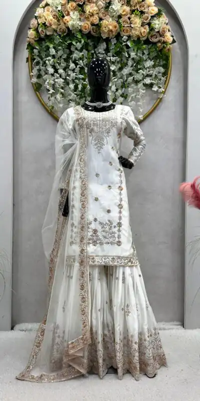 RTC 5720 White Color Chinon Silk Thread Sequence Work Salwar Suit Wedding, Party, Festive, Events Etc.   Expected Delivery 4-6 Working Days @2499/- | Salwar suit, Designer Suits, Casual Suits, Creative suits, Palazzo Suits, Patiala Suits, Straight Suits
