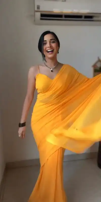 SC 192 Yellow Color Pure Soft Georgette Silk Design All Over Saree , Party Wear, Events, Festivals Expected Delivery 4-6 Working Days 1499/- | Sarees, Bollywood Sarees, Creative Sarees, Designer Sarees, Embroidered Sarees, Ethnic Saree, Modern Digital sarees, Party Wear Sarees