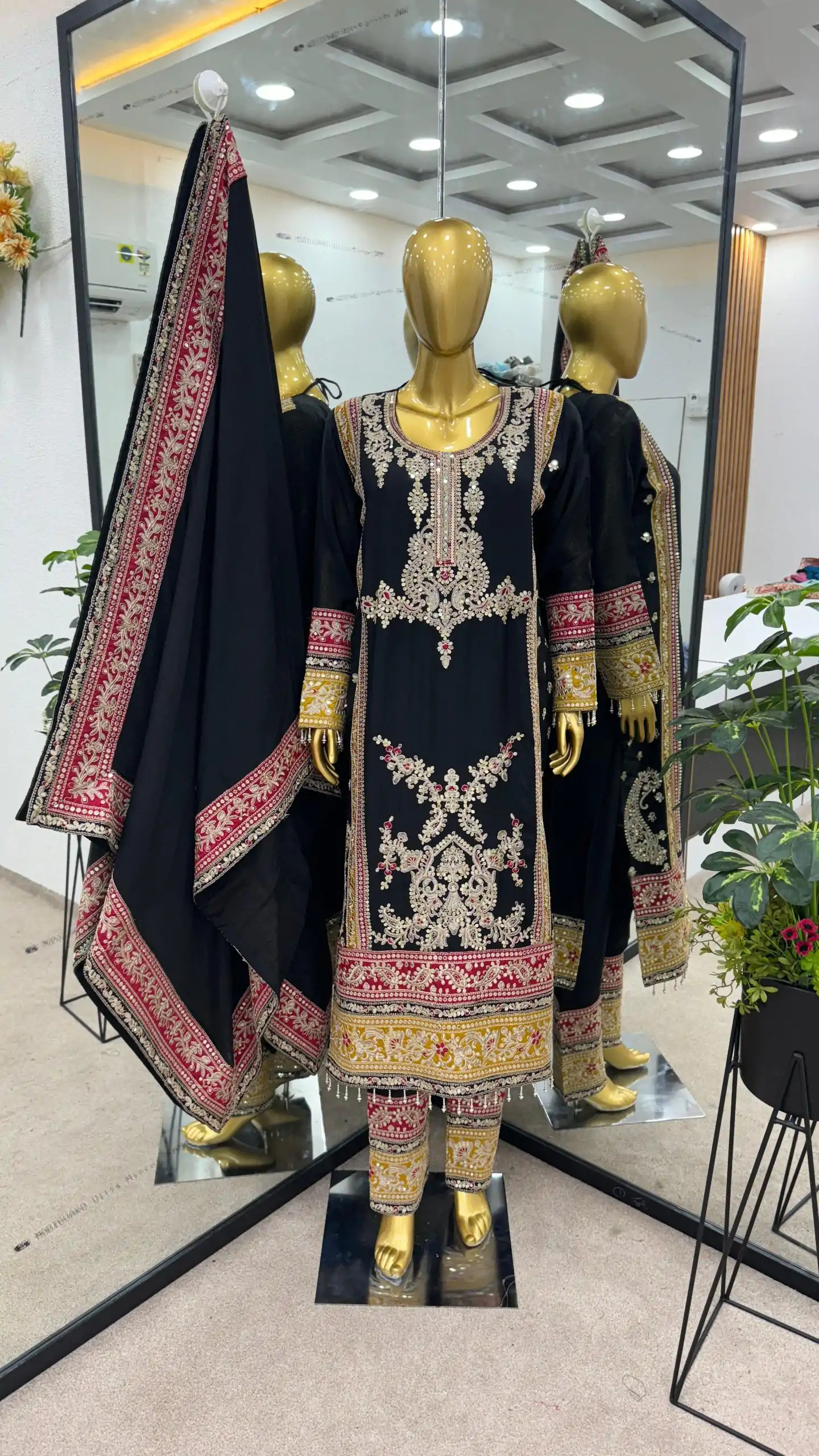 ZF 376 Black Color Chinnon Silk Embroidery Sequence Salwar Suit Casual, Wedding, Party, Events Etc. Expected Delivery 4-6 Working Days 2599/- | Jump Suits, Salwar suit, Designer Suits, Casual Suits, Creative suits, Palazzo Suits, Party Wear Suits, Patiala Suits, Straight Suits