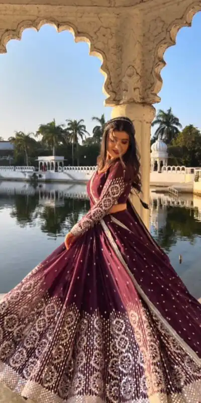 Ram 012 Maroon Color Georgette Sequence Thread Lehenga Choli Casual, Wedding, Festive, Events Expected Delivery 4-6 Working Days @2649/- | Lehenga, Bollywood Lehenga, Creative Lehenga, Designer Lehenga, Embroidered Lehenga, Party Wear Lehenga