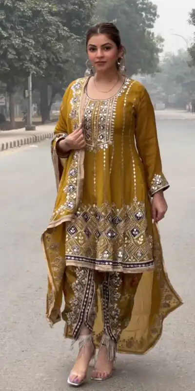 KD 1465 Mustard Color Chinon Silk Sequence Thread Salwar Suit Casual, Party, Festive, Events Wedding Etc.  Expected Delivery 4-6 Working Days @2549/- | Salwar suit, Designer Suits, Casual Suits, Creative suits, Palazzo Suits, Party Wear Suits, Straight Suits