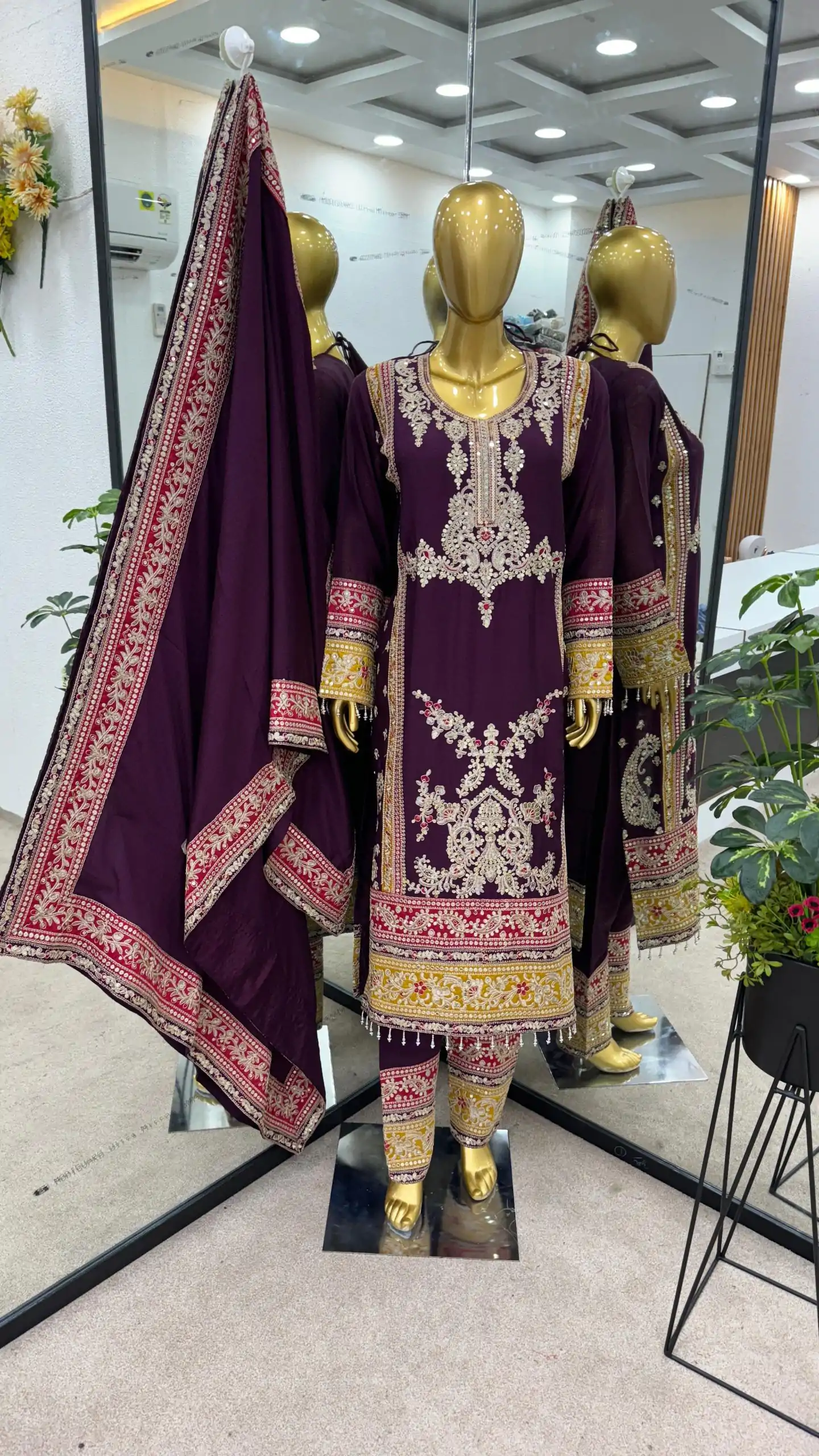 ZF 376 Purple Color Chinnon Silk Embroidery Sequence Salwar Suit Casual, Wedding, Party, Events Etc. Expected Delivery 4-6 Working Days 2599/- | Jump Suits, Salwar suit, Designer Suits, Casual Suits, Creative suits, Palazzo Suits, Party Wear Suits, Patiala Suits, Straight Suits