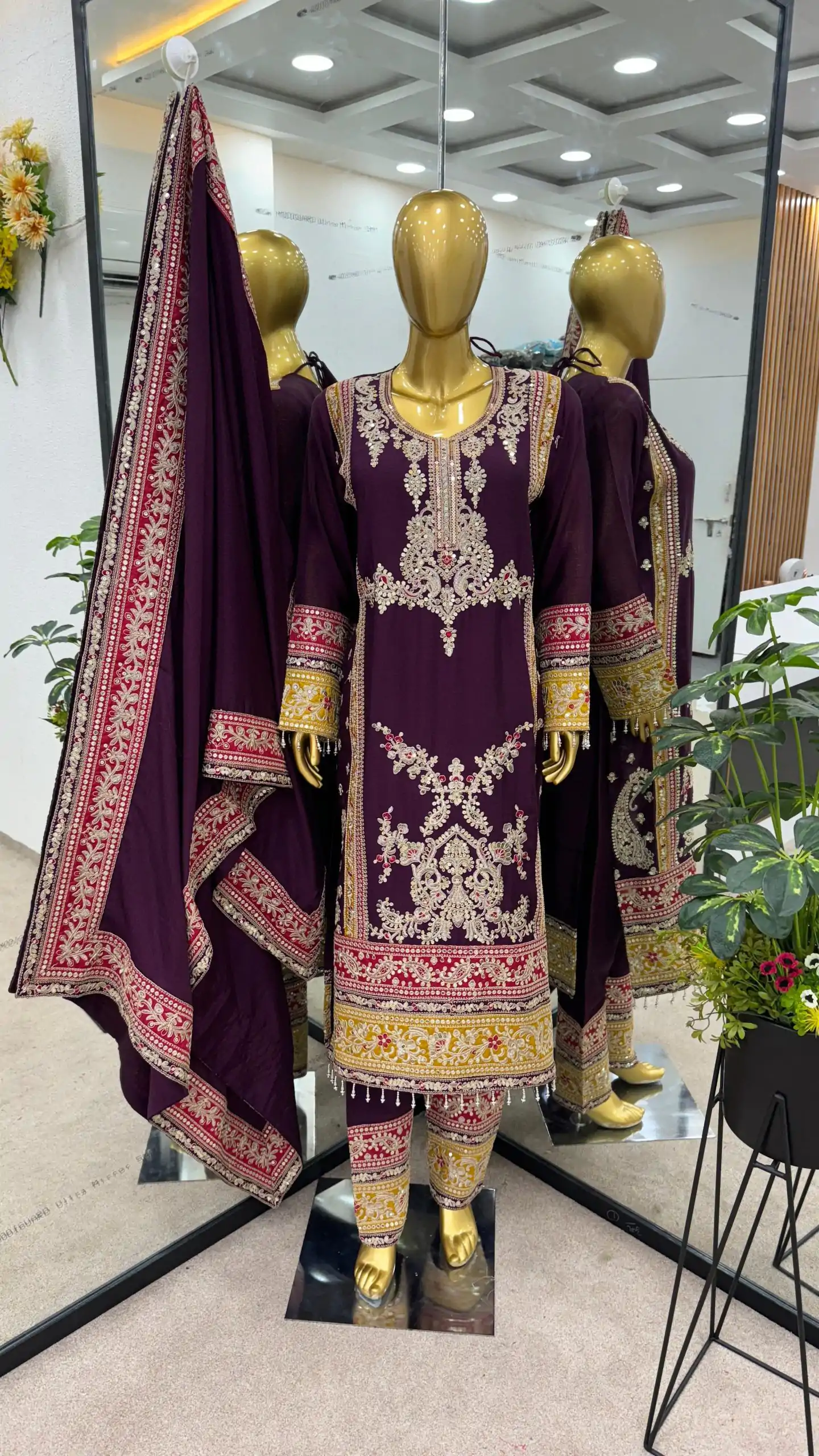 ZF 376 Purple Color Chinnon Silk Embroidery Sequence Salwar Suit Casual, Wedding, Party, Events Etc. Expected Delivery 4-6 Working Days 2599/- | Jump Suits, Salwar suit, Designer Suits, Casual Suits, Creative suits, Palazzo Suits, Party Wear Suits, Patiala Suits, Straight Suits