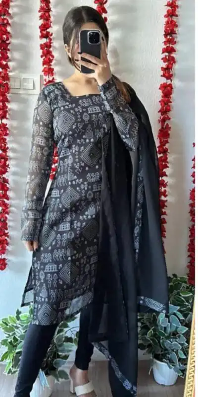 MC 1021 Black Color fox Georgette Printed Kurti Casual, Party Wear, Wedding, Events, Festivals Wear Expected Delivery 4-6 Working Days @1369/- | Kurti, Bollywood Kurti, Creative Kurtis, Designer Kurti, Party Wear Kurti, Selfie Kurti