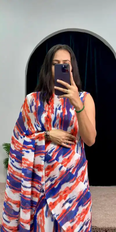 ST 1051 Blue Color Georgette Digital Printed Work Saree Casual, Wedding, Party, Festive, Events Etc. Expected Delivery 4-6 Working Days @1849/- | Sarees, Bollywood Sarees, Creative Sarees, Designer Sarees, Embroidered Sarees, Ethnic Saree, Modern Digital sarees, Party Wear Sarees