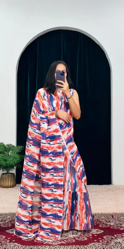 ST 1051 Blue Color Georgette Digital Printed Work Saree Casual, Wedding, Party, Festive, Events Etc. Expected Delivery 4-6 Working Days @1849/- | Sarees, Bollywood Sarees, Creative Sarees, Designer Sarees, Embroidered Sarees, Ethnic Saree, Modern Digital sarees, Party Wear Sarees