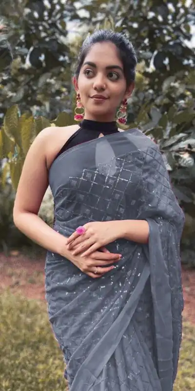KT 201 Cement Color Georgette Fancy Sequence Work Saree Casual, Party Wear, Wedding Expected Delivery 4-6 Working Days@1649/- | Sarees, Bollywood Sarees, Creative Sarees, Designer Sarees, Embroidered Sarees, Party Wear Sarees