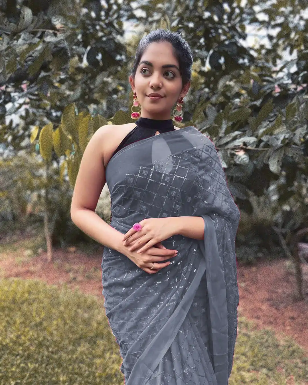 KT 201 Cement Color Georgette Fancy Sequence Work Saree Casual, Party Wear, Wedding   Expected Delivery 4-6 Working Days@1649/- | Sarees, Bollywood Sarees, Creative Sarees, Designer Sarees, Embroidered Sarees, Party Wear Sarees