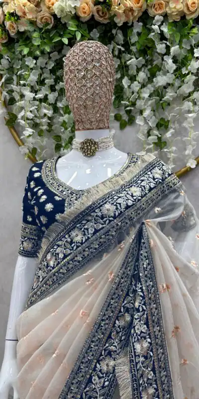 KD 478 Cream Color Tissue Silk Thread Sequence Work Saree Casual, Party Wear, Wedding, Events Etc. Expected Delivery 4-6 Working Days @2349/- | Sarees, Bollywood Sarees, Creative Sarees, Designer Sarees, Embroidered Sarees, Ethnic Saree, Modern Digital sarees, Party Wear Sarees