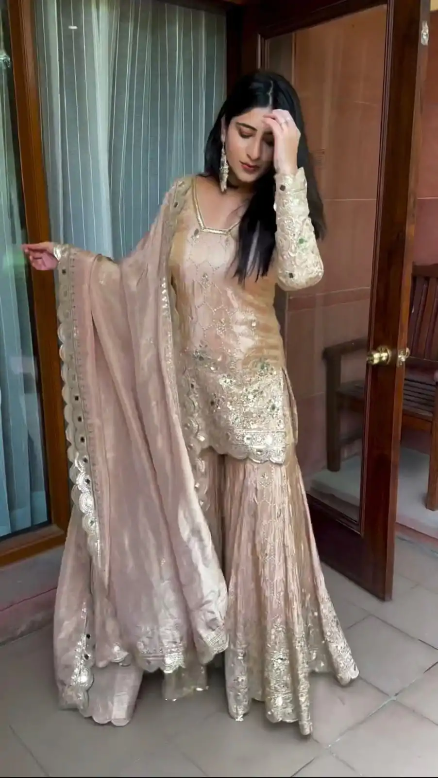 SR 1616 Golden Color Heavy Chinnon Silk Embroidery Work Sharara Suit Wedding, Party, Festive, Events Etc. Expected Delivery 4-6 Working Days @2199Only | Salwar suit, Designer Suits, Casual Suits, Creative suits, Palazzo Suits, Party Wear Suits, Straight Suits