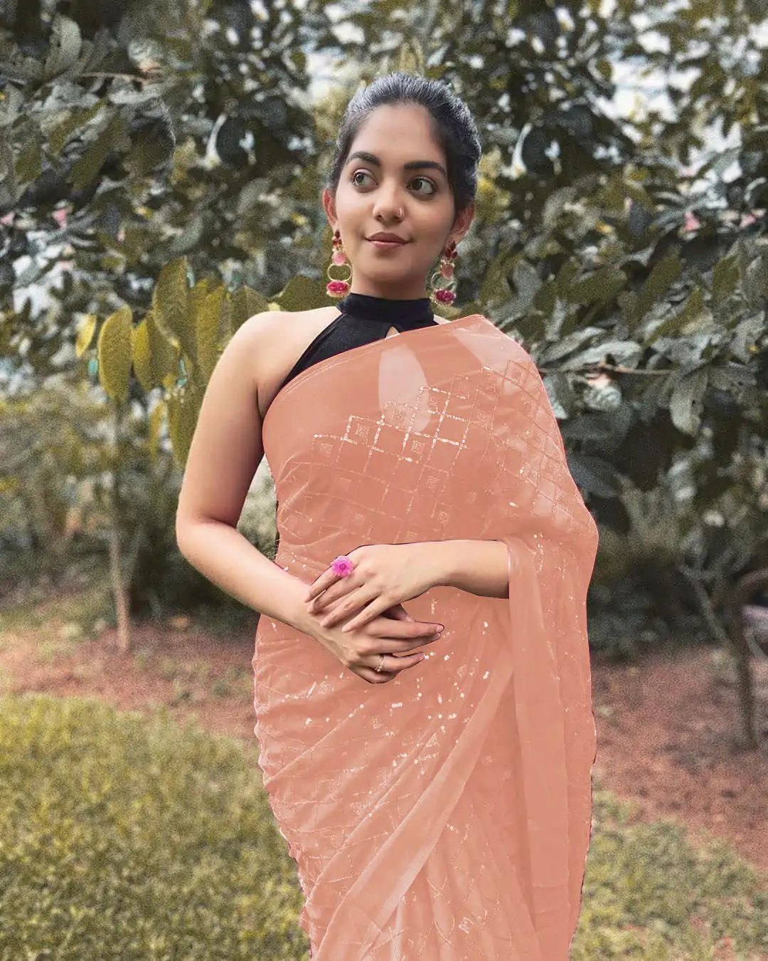 KT 201 Light Orange Color Georgette Fancy Sequence Work Saree Casual, Party Wear, Wedding   Expected Delivery 4-6 Working Days@1649/- | Sarees, Bollywood Sarees, Creative Sarees, Designer Sarees, Embroidered Sarees, Party Wear Sarees