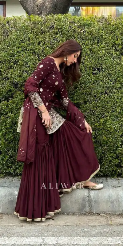 SSR 470 Maroon Color Georgette Embroidery Sequence Salwar Suit Wedding, Party, Festive, Events Expected Delivery 4-6 Working Days @ 1949/- Only | Salwar suit, Designer Suits, Casual Suits, Creative suits, Party Wear Suits, Straight Suits