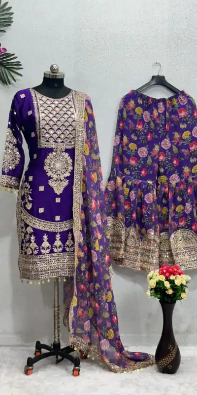 KF 1640 Violet Color Heavy Chinon Silk Sequins Work Salwar Suit Wedding, Party, Festive, Events Etc.  Expected Delivery 4-6 Working Days @2399/-Only | Salwar suit, Designer Suits, Casual Suits, Creative suits, Palazzo Suits, Party Wear Suits, Straight Suits