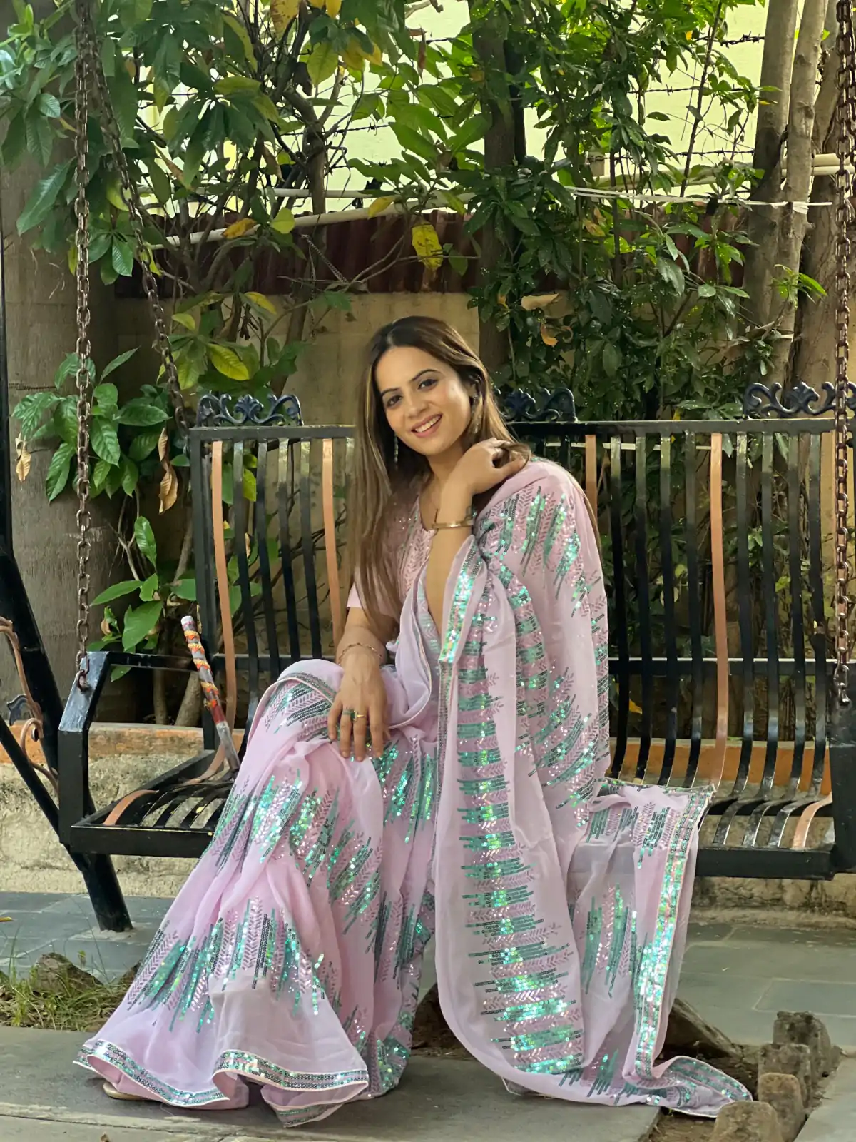 JR 574 Light Violet Color Georgette Sequence Lace border Work Saree Casual, Wedding, Festive, Events Expected Delivery  4-6 Working Days @1699/- | Sarees, Bollywood Sarees, Creative Sarees, Designer Sarees, Embroidered Sarees, Ethnic Saree, Modern Digital sarees, Party Wear Sarees