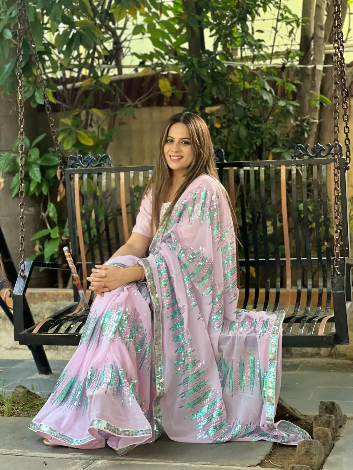 JR 574 Light Violet Color Georgette Sequence Lace border Work Saree Casual, Wedding, Festive, Events Expected Delivery  4-6 Working Days @1699/- | Sarees, Bollywood Sarees, Creative Sarees, Designer Sarees, Embroidered Sarees, Ethnic Saree, Modern Digital sarees, Party Wear Sarees
