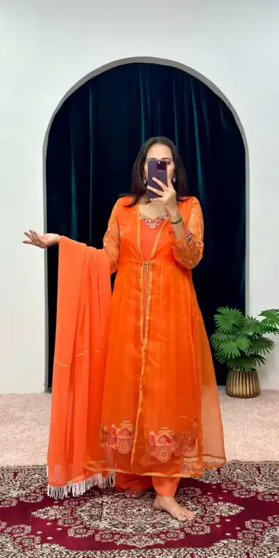 ST 1052 Orange Color Chine Stitched Less Work Salwar Suit Casual, Wedding, Party, Festive, Events Etc. Expected Delivery 4-6 Working Days @2099/- | Salwar suit, Designer Suits, Casual Suits, Creative suits, Palazzo Suits, Party Wear Suits, Patiala Suits, Straight Suits