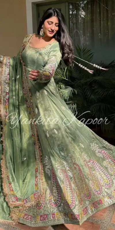 SR 1621 Pista Green Color Heavy Chinnon Embroidery Sequence Sharara Suit Wedding, Party, Festive, Events Etc. Expected Delivery 4-6 Working Days @2499 | Gowns, Bollywood Gowns, Creative Gowns, Designer Gowns, Embroidered Gowns, Party Wear Gowns
