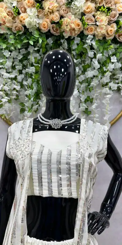 RTC 5717 White Color Foix Georgette Thread Sequence Work Salwar Suit Wedding, Party, Festive, Events Etc. Expected Delivery 4-6 Working Days @2199/- | Jump Suits, Salwar suit, Designer Suits, Casual Suits, Creative suits, Palazzo Suits, Party Wear Suits, Patiala Suits, Straight Suits