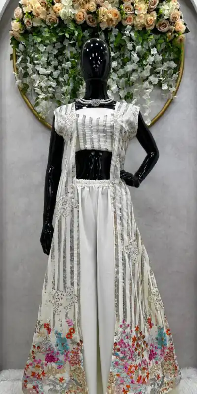 RTC 5717 White Color Foix Georgette Thread Sequence Work Salwar Suit Wedding, Party, Festive, Events Etc. Expected Delivery 4-6 Working Days @2199/- | Jump Suits, Salwar suit, Designer Suits, Casual Suits, Creative suits, Palazzo Suits, Party Wear Suits, Patiala Suits, Straight Suits