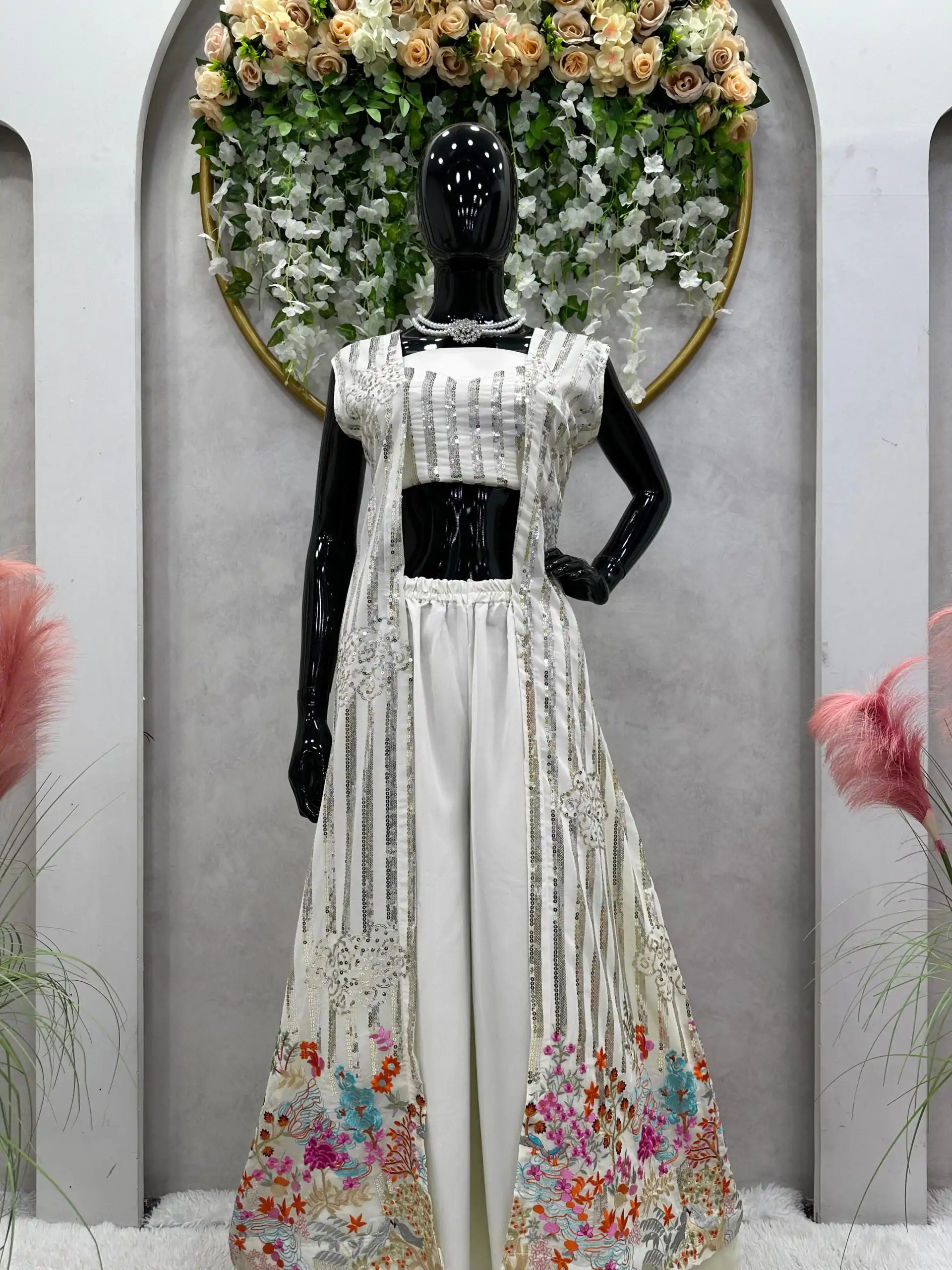 RTC 5717 White Color Foix Georgette Thread Sequence Work Salwar Suit Wedding, Party, Festive, Events Etc. Expected Delivery 4-6 Working Days @2199/- | Jump Suits, Salwar suit, Designer Suits, Casual Suits, Creative suits, Palazzo Suits, Party Wear Suits, Patiala Suits, Straight Suits