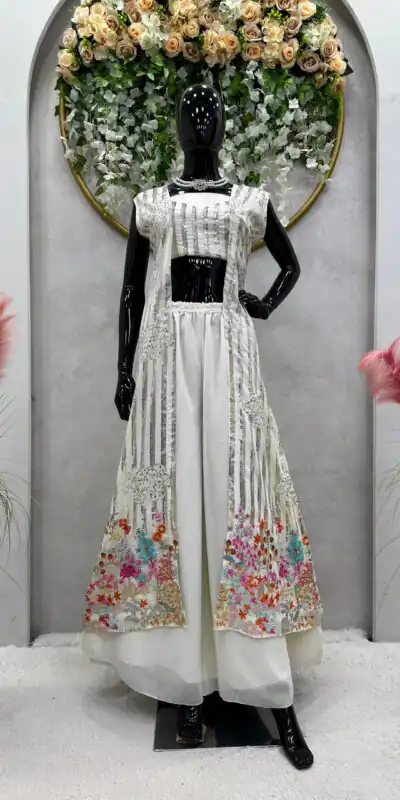 RTC 5717 White Color Foix Georgette Thread Sequence Work Salwar Suit Wedding, Party, Festive, Events Etc. Expected Delivery 4-6 Working Days @2199/- | Jump Suits, Salwar suit, Designer Suits, Casual Suits, Creative suits, Palazzo Suits, Party Wear Suits, Patiala Suits, Straight Suits