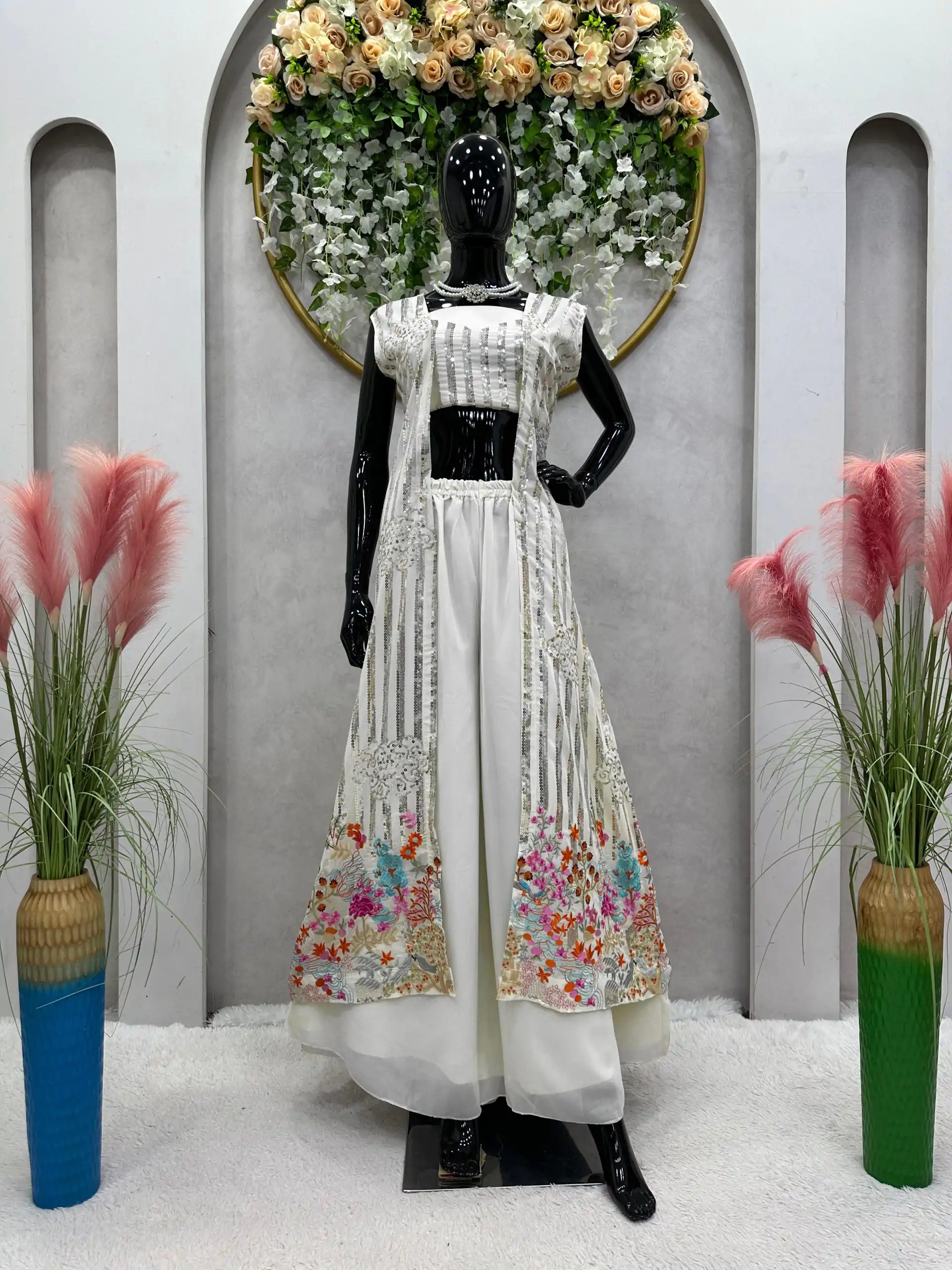 RTC 5717 White Color Foix Georgette Thread Sequence Work Salwar Suit Wedding, Party, Festive, Events Etc. Expected Delivery 4-6 Working Days @2199/- | Jump Suits, Salwar suit, Designer Suits, Casual Suits, Creative suits, Palazzo Suits, Party Wear Suits, Patiala Suits, Straight Suits