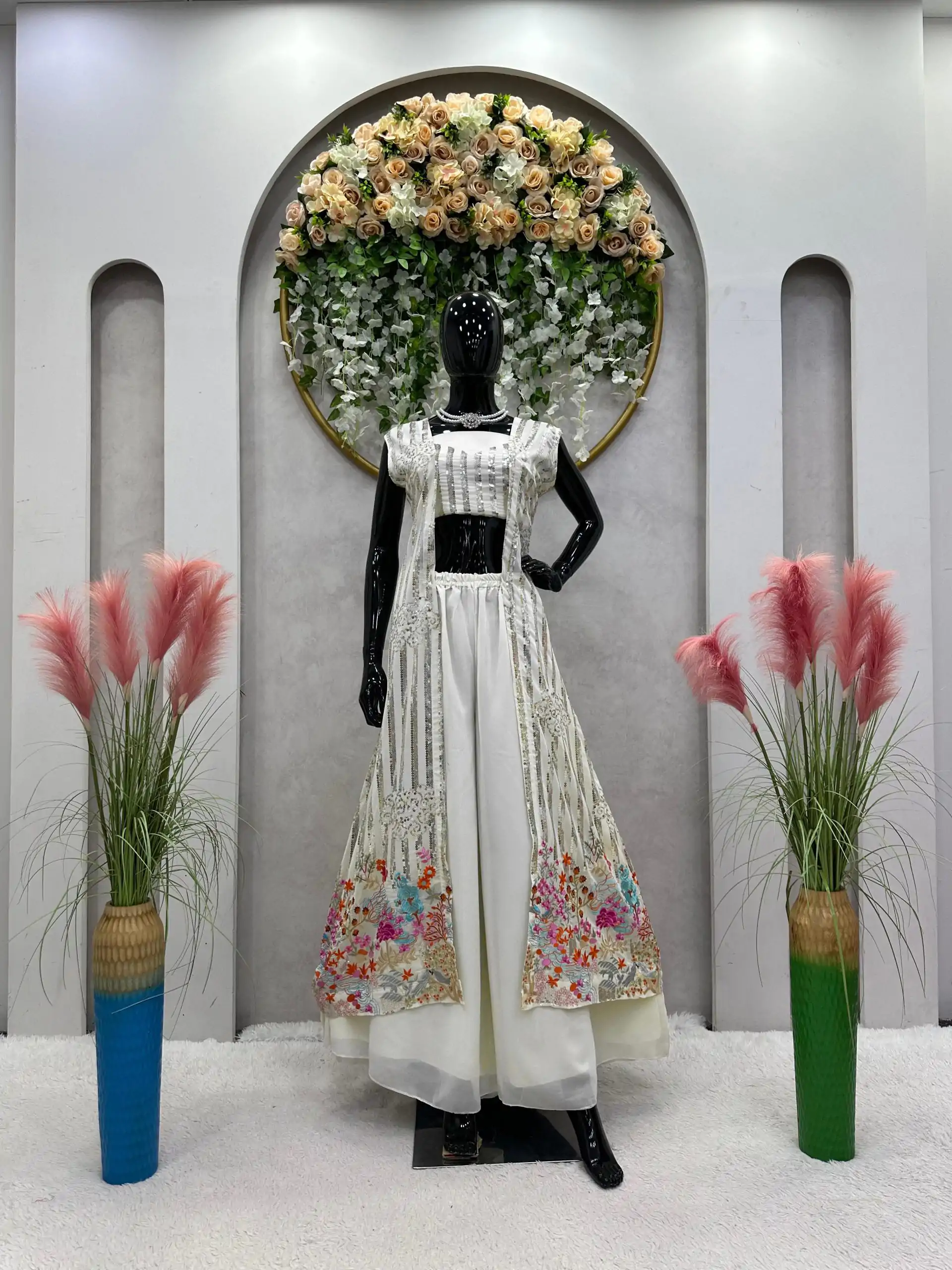 RTC 5717 White Color Foix Georgette Thread Sequence Work Salwar Suit Wedding, Party, Festive, Events Etc. Expected Delivery 4-6 Working Days @2199/- | Jump Suits, Salwar suit, Designer Suits, Casual Suits, Creative suits, Palazzo Suits, Party Wear Suits, Patiala Suits, Straight Suits