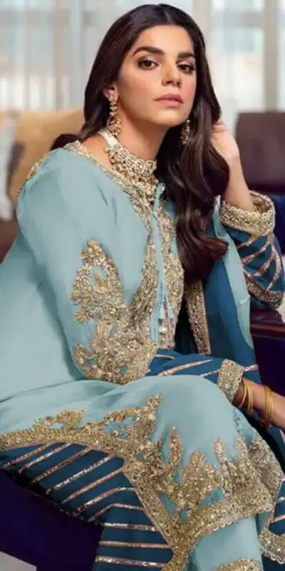 FC Pakistani 1019 Light Blue Georgette Embroidery Sequence Salwar Suit Wedding, Party, Festive events, Expected Delivery  4-6 Working Days @2099 | Salwar suit, Designer Suits, Casual Suits, Creative suits, Palazzo Suits, Party Wear Suits, Patiala Suits, Straight Suits