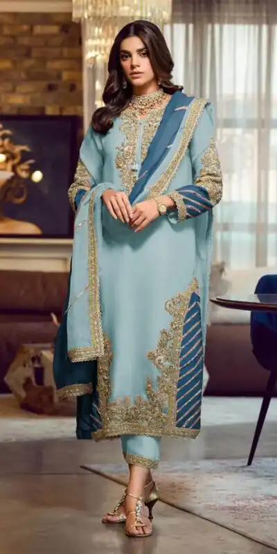 FC Pakistani 1019 Light Blue Georgette Embroidery Sequence Salwar Suit Wedding, Party, Festive events, Expected Delivery  4-6 Working Days @2099 | Salwar suit, Designer Suits, Casual Suits, Creative suits, Palazzo Suits, Party Wear Suits, Patiala Suits, Straight Suits