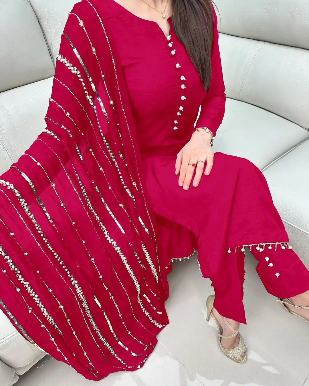 SRK 5161 Pink Color Chinnon Silk Embroidery Coding Dori Salwar Suit Wedding, Party, Festive, Events Expected Delivery 4-6 Working Days @ 1899/- | Jump Suits, Salwar suit, Designer Suits, Casual Suits, Creative suits, Palazzo Suits, Party Wear Suits, Patiala Suits, Straight Suits