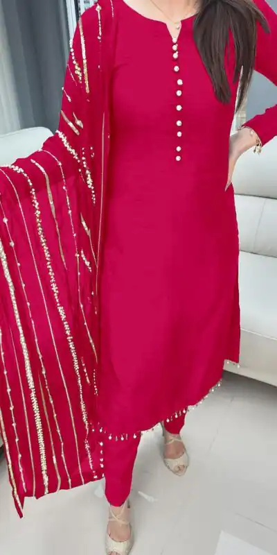 SRK 5161 Pink Color Chinnon Silk Embroidery Coding Dori Salwar Suit Wedding, Party, Festive, Events Expected Delivery 4-6 Working Days @ 1899/- | Jump Suits, Salwar suit, Designer Suits, Casual Suits, Creative suits, Palazzo Suits, Party Wear Suits, Patiala Suits, Straight Suits