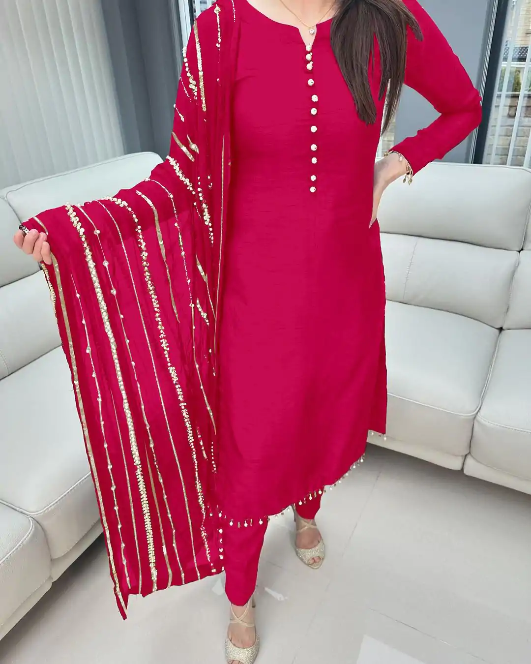 SRK 5161 Pink Color Chinnon Silk Embroidery Coding Dori Salwar Suit Wedding, Party, Festive, Events Expected Delivery 4-6 Working Days @ 1899/- | Jump Suits, Salwar suit, Designer Suits, Casual Suits, Creative suits, Palazzo Suits, Party Wear Suits, Patiala Suits, Straight Suits