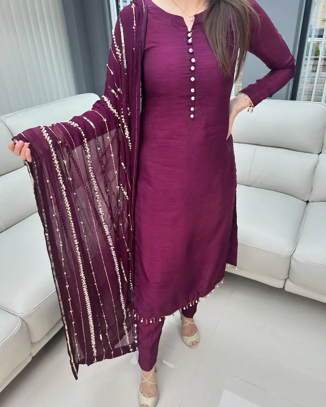 SRK 5161 Purple Color Chinnon Silk Embroidery Coding Dori Salwar Suit Wedding, Party, Festive, Events Expected Delivery 4-6 Working Days @ 1899/- | Jump Suits, Salwar suit, Designer Suits, Casual Suits, Creative suits, Palazzo Suits, Party Wear Suits, Patiala Suits, Straight Suits