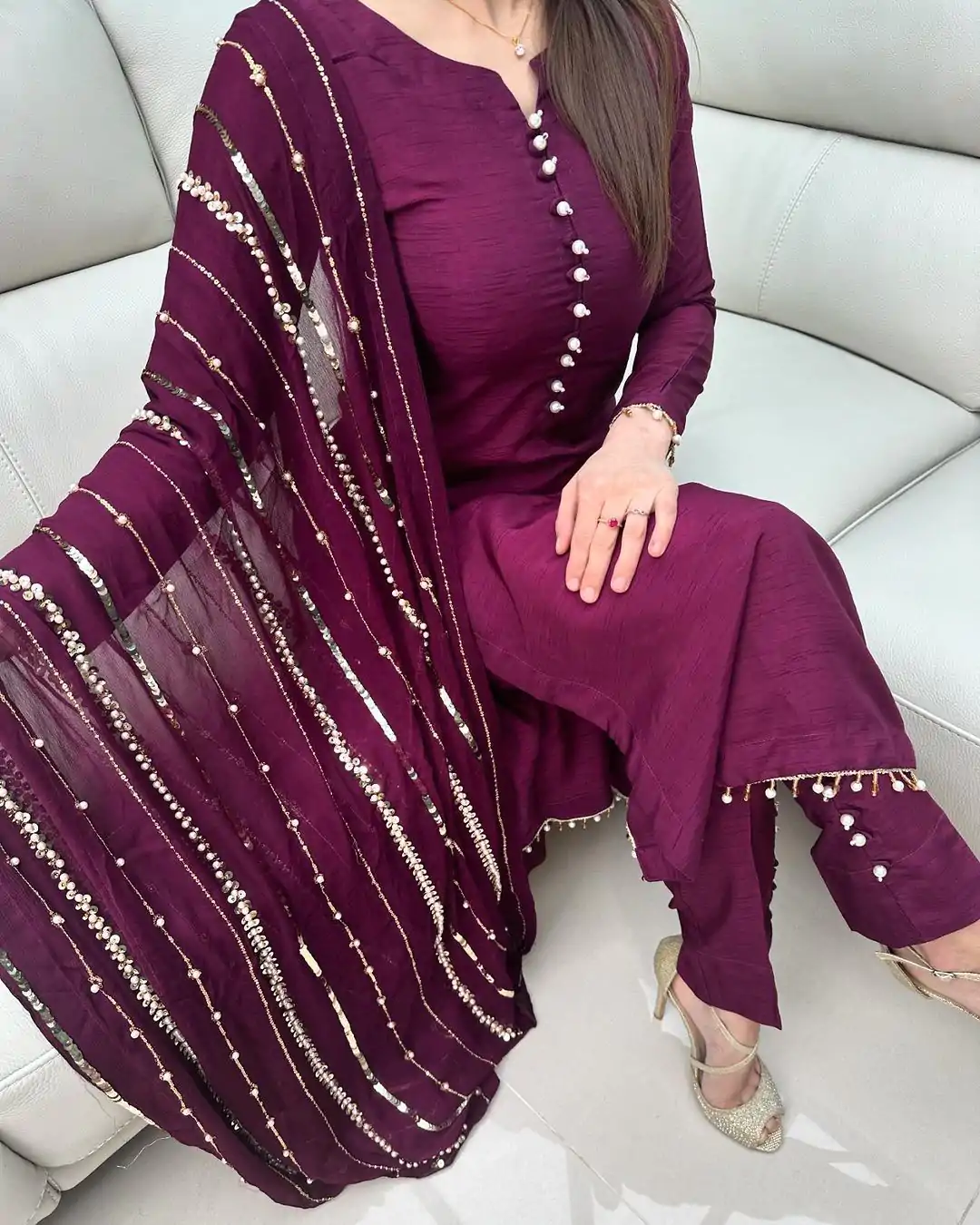SRK 5161 Purple Color Chinnon Silk Embroidery Coding Dori Salwar Suit Wedding, Party, Festive, Events Expected Delivery 4-6 Working Days @ 1899/- | Jump Suits, Salwar suit, Designer Suits, Casual Suits, Creative suits, Palazzo Suits, Party Wear Suits, Patiala Suits, Straight Suits