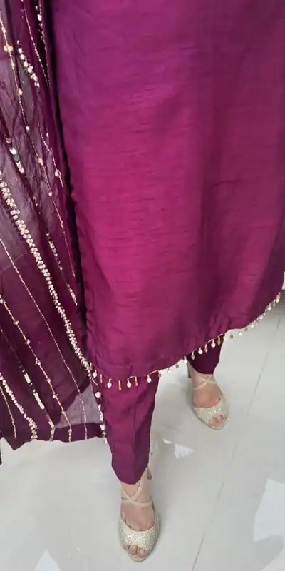 SRK 5161 Purple Color Chinnon Silk Embroidery Coding Dori Salwar Suit Wedding, Party, Festive, Events Expected Delivery 4-6 Working Days @ 1899/- | Jump Suits, Salwar suit, Designer Suits, Casual Suits, Creative suits, Palazzo Suits, Party Wear Suits, Patiala Suits, Straight Suits