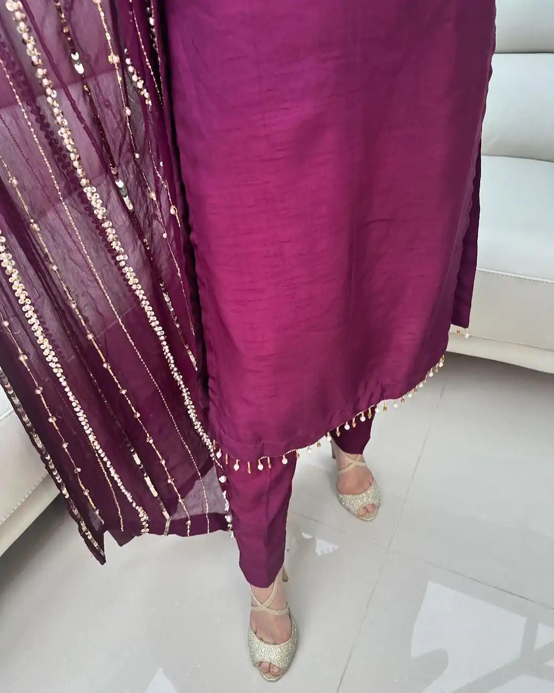 SRK 5161 Purple Color Chinnon Silk Embroidery Coding Dori Salwar Suit Wedding, Party, Festive, Events Expected Delivery 4-6 Working Days @ 1899/- | Jump Suits, Salwar suit, Designer Suits, Casual Suits, Creative suits, Palazzo Suits, Party Wear Suits, Patiala Suits, Straight Suits