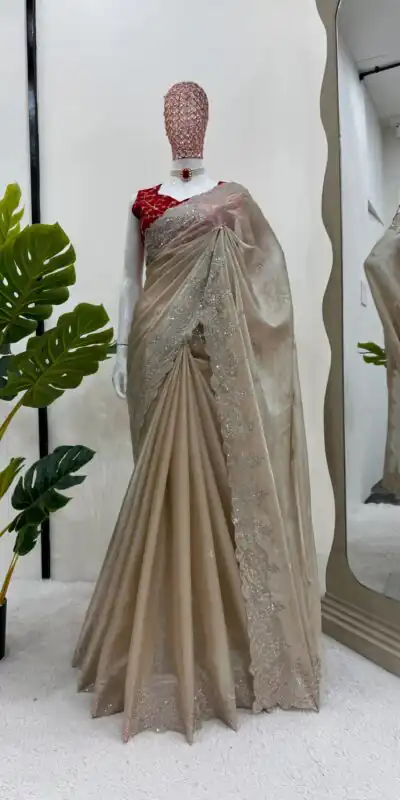 KD 500 Golden Color Jimmy choo Thread Sequence Work Saree Casual, Party, Wedding, Festive, Events Etc.  Expected Delivery  4-6 Working Days @2099/- Only | Sarees, Bollywood Sarees, Creative Sarees, Designer Sarees, Embroidered Sarees, Ethnic Saree, Modern Digital sarees, Party Wear Sarees