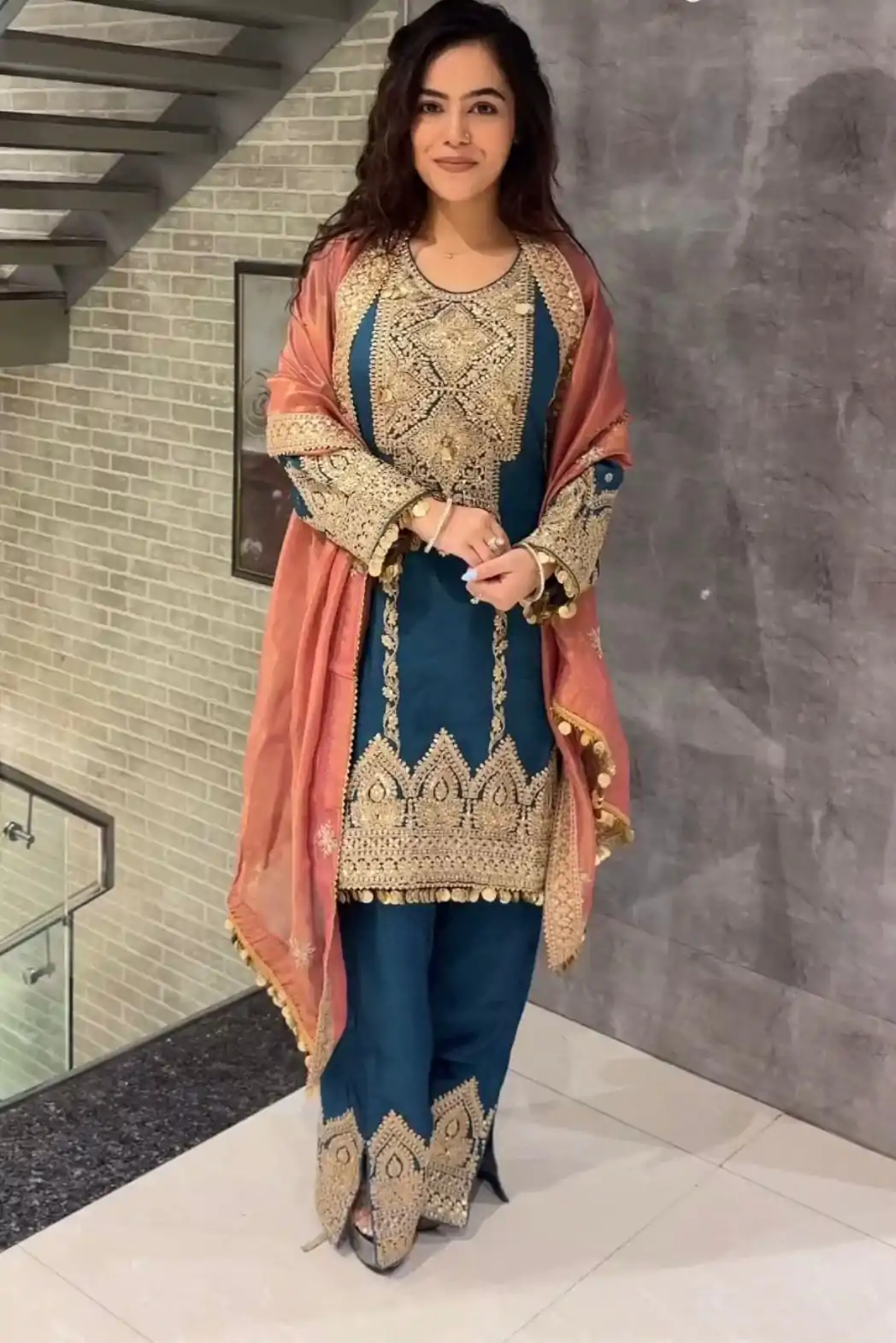 AD 1668 Blue Color Chinon Silk Embroidery Sequence Sharara Suit Casual, Wedding, Party, Festive, Events Etc. Expected Delivery 4-6 Working Days @2499/- | Jump Suits, Salwar suit, Designer Suits, Casual Suits, Creative suits, Palazzo Suits, Party Wear Suits, Patiala Suits, Straight Suits
