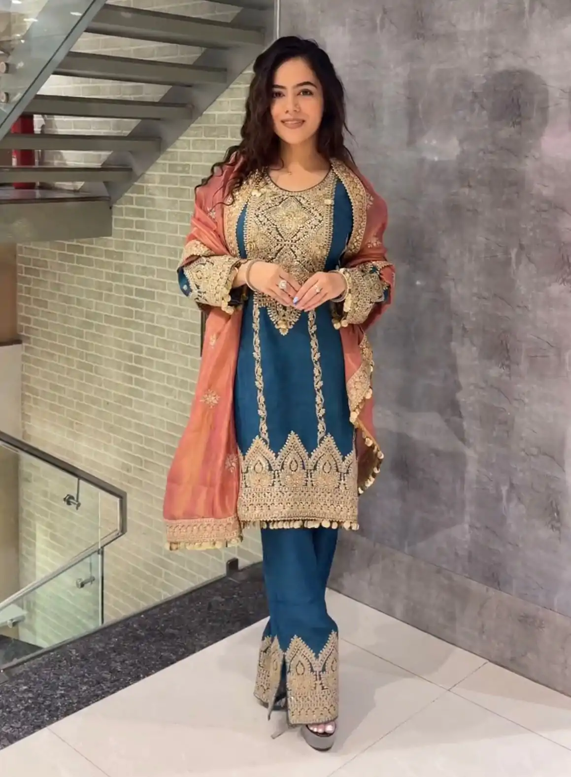 AD 1668 Blue Color Chinon Silk Embroidery Sequence Sharara Suit Casual, Wedding, Party, Festive, Events Etc. Expected Delivery 4-6 Working Days @2499/- | Jump Suits, Salwar suit, Designer Suits, Casual Suits, Creative suits, Palazzo Suits, Party Wear Suits, Patiala Suits, Straight Suits
