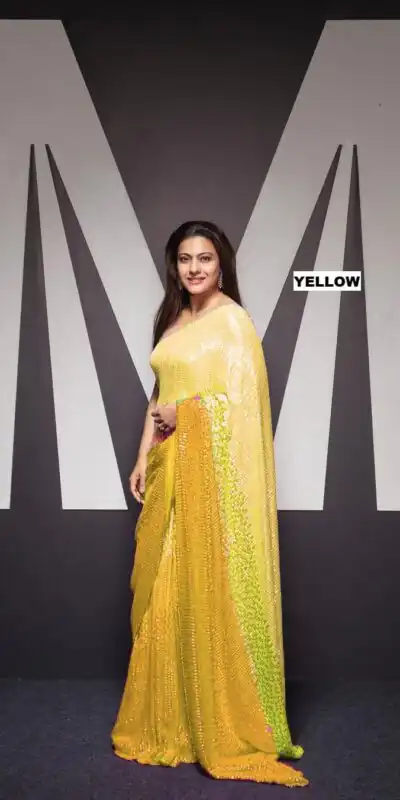 DF 3375 Off Yellow Color Padding Georgette Double Run Sequins Work Saree Casual, Party Wear, Wedding, Events Etc Delivery Expected.4-6 Working Days 1850/- | Sarees, Bollywood Sarees, Creative Sarees, Designer Sarees, Embroidered Sarees, Ethnic Saree, Modern Digital sarees, Party Wear Sarees
