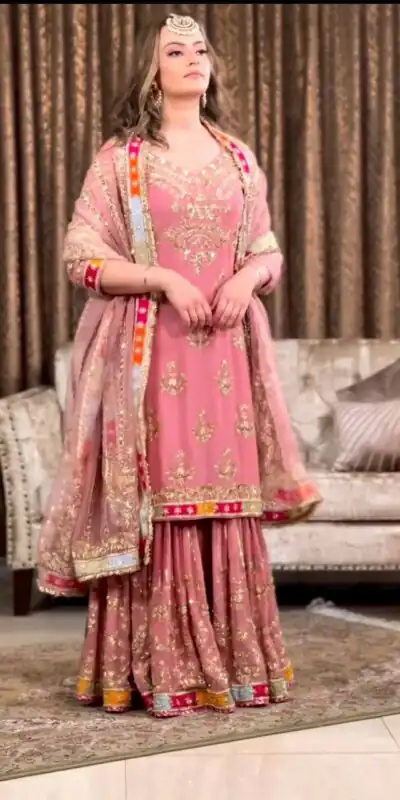 NSR 722 Pink Color Georgette Embroidery Sequence Salwar Suit Casual, Party Festive, Events Etc. Expected Delivery 4-6 Working Days @2449/- | Jump Suits, Salwar suit, Designer Suits, Casual Suits, Creative suits, Palazzo Suits, Party Wear Suits, Patiala Suits, Straight Suits
