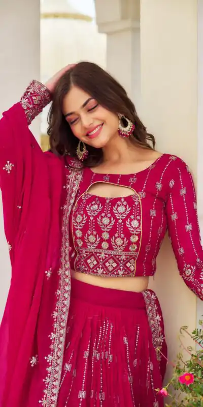 Ram 021 Rani Color Georgette Sequence Embroidery Lehenga Choli Casual, Wedding, Festive, Events Expected Delivery 4-6 Working Days @3049/- | Lehenga, Bollywood Lehenga, Creative Lehenga, Designer Lehenga, Embroidered Lehenga, Party Wear Lehenga