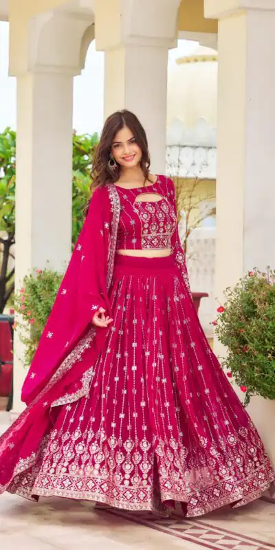 Ram 021 Rani Color Georgette Sequence Embroidery Lehenga Choli Casual, Wedding, Festive, Events Expected Delivery 4-6 Working Days @3049/- | Lehenga, Bollywood Lehenga, Creative Lehenga, Designer Lehenga, Embroidered Lehenga, Party Wear Lehenga