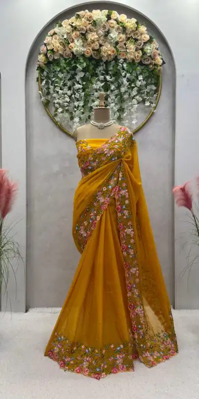 KD 479 Yellow Color Tabby Silk Thread Sequence Work Saree Casual, Party Wear, Wedding, Events Etc. Expected Delivery 4-6 Working Days @2399/- | Sarees, Bollywood Sarees, Creative Sarees, Designer Sarees, Embroidered Sarees, Ethnic Saree, Modern Digital sarees, Party Wear Sarees