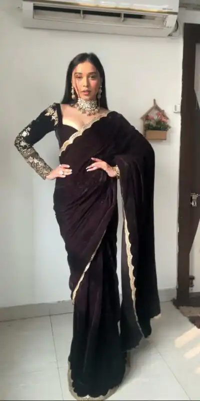 KD 436 Black Color 9000 Velvet Thread Sequence Work Saree Casual, Party Wear, Wedding, Events Etc. Expected Delivery 4-6 Working Days @2399/- | Sarees, Bollywood Sarees, Creative Sarees, Designer Sarees, Embroidered Sarees, Ethnic Saree, Modern Digital sarees, Party Wear Sarees