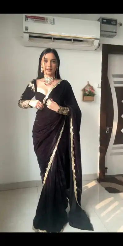 KD 436 Black Color 9000 Velvet Thread Sequence Work Saree Casual, Party Wear, Wedding, Events Etc. Expected Delivery 4-6 Working Days @2399/- | Sarees, Bollywood Sarees, Creative Sarees, Designer Sarees, Embroidered Sarees, Ethnic Saree, Modern Digital sarees, Party Wear Sarees