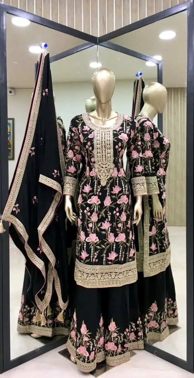 SR 1615 Black Color Georgette Embroidery Coding Sharara Suit Wedding, Party, Festive, Events Etc. Expected Delivery 4-6 Working Days @2399Only | Salwar suit, Designer Suits, Casual Suits, Creative suits, Palazzo Suits, Party Wear Suits, Straight Suits